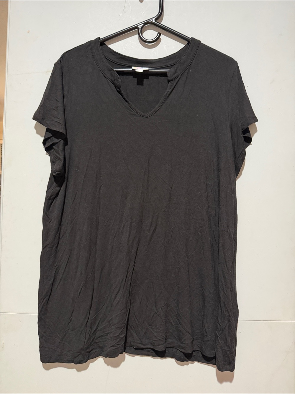 LuLaRoe Layla solid Black Floral Mandarin V-Neck  Top
